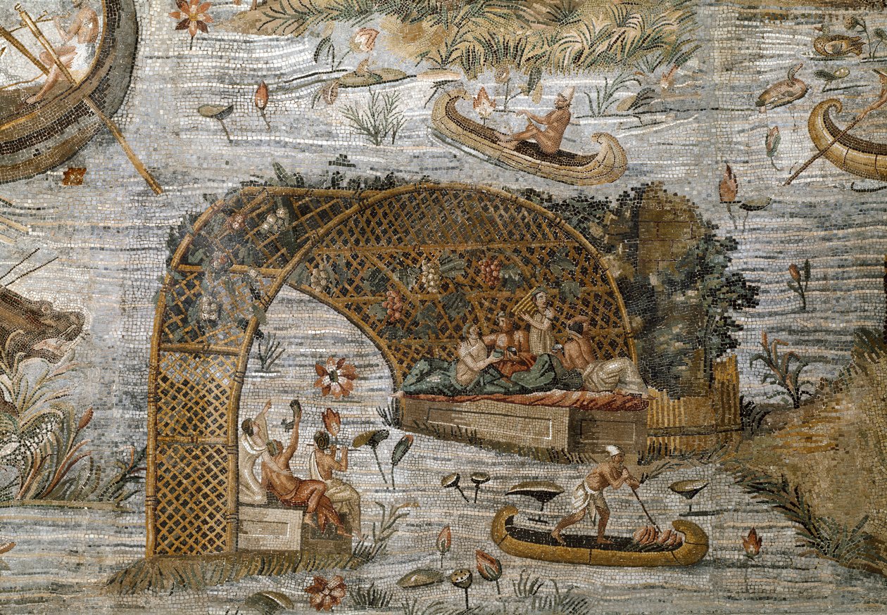 Détail de la mosaïque nilotique de Preneste (Palestrina) du sanctuaire de la déesse Fortune Primigenia, 80 av. J.-C. - Roman