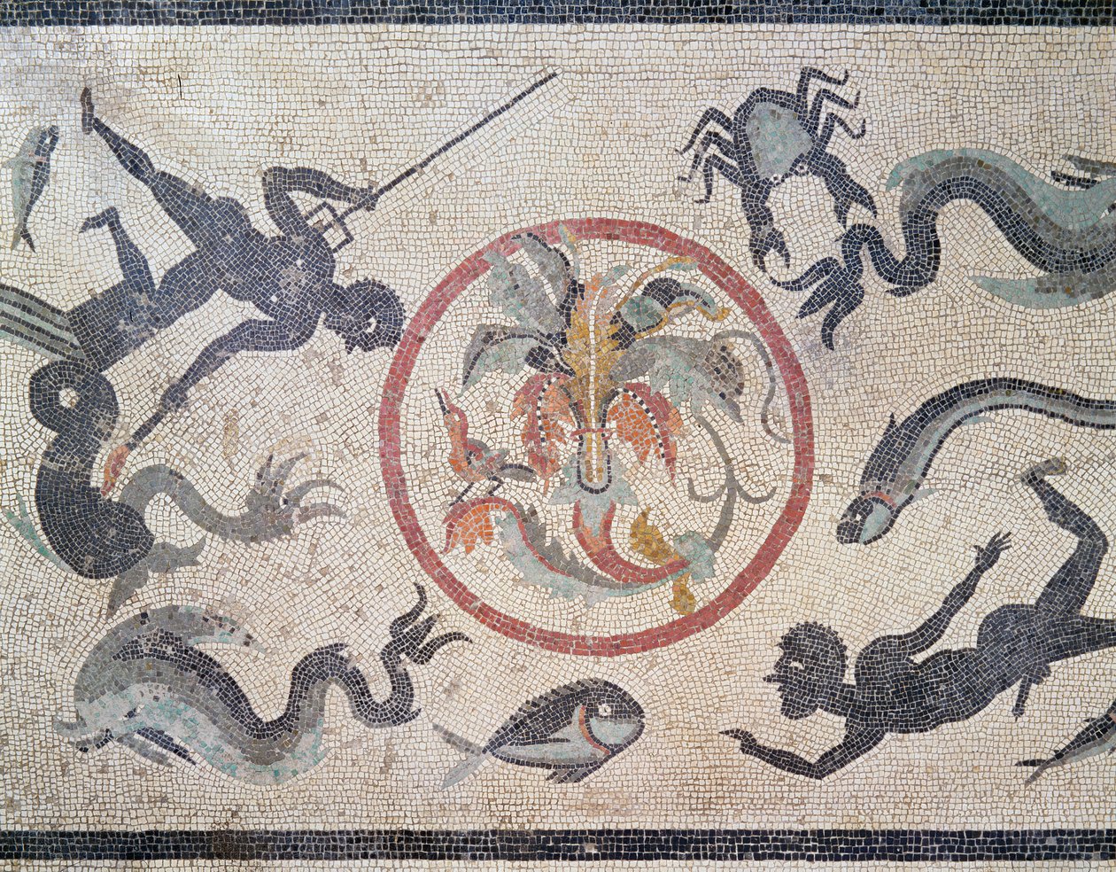 Pêcheurs et créatures marines, 1er siècle après J.-C. (mosaïque) - Roman