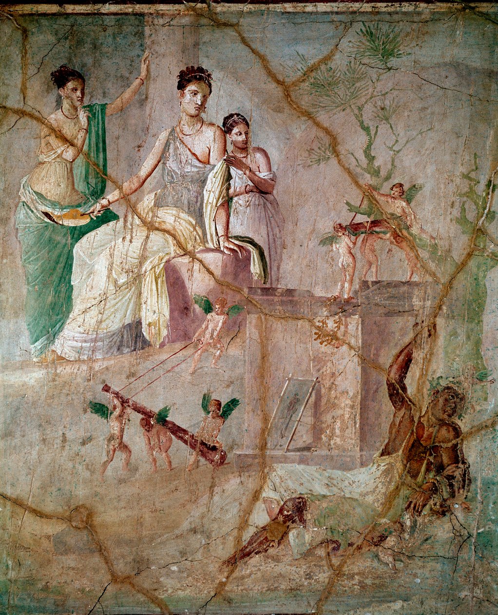 Héraclès et Omphale (fresque romaine du 3e style pompéien de Pompéi) - Roman