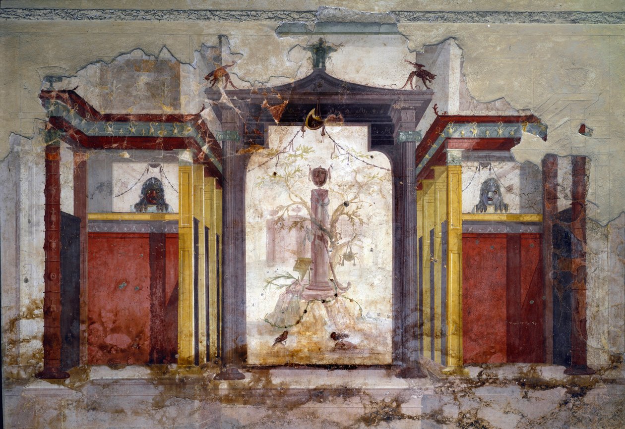 Vue intérieure des fresques de la salle des masques - Roman