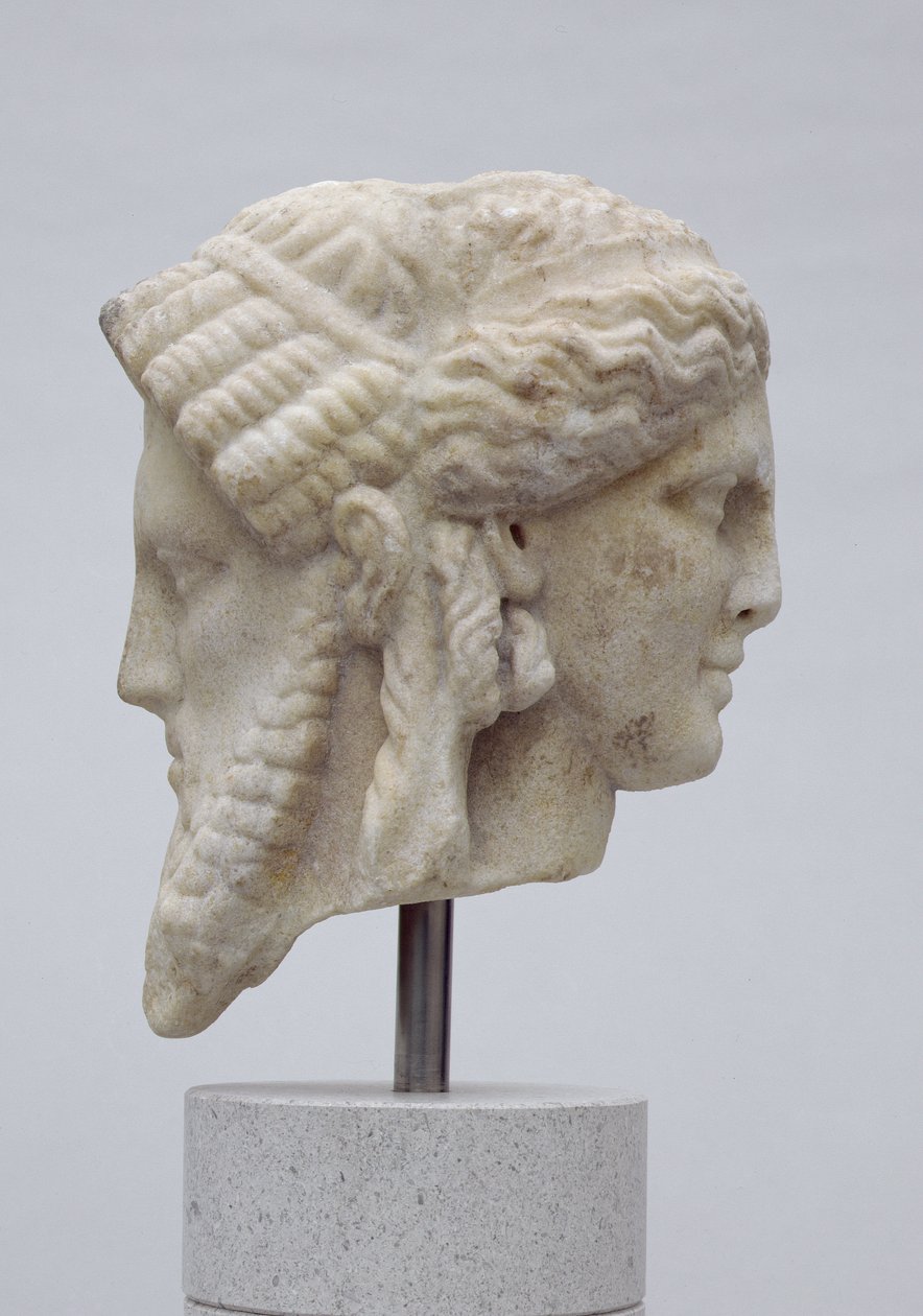 Tête janiforme, probablement de Dionysos et Apollon, c.30-50 après J.-C. - Roman