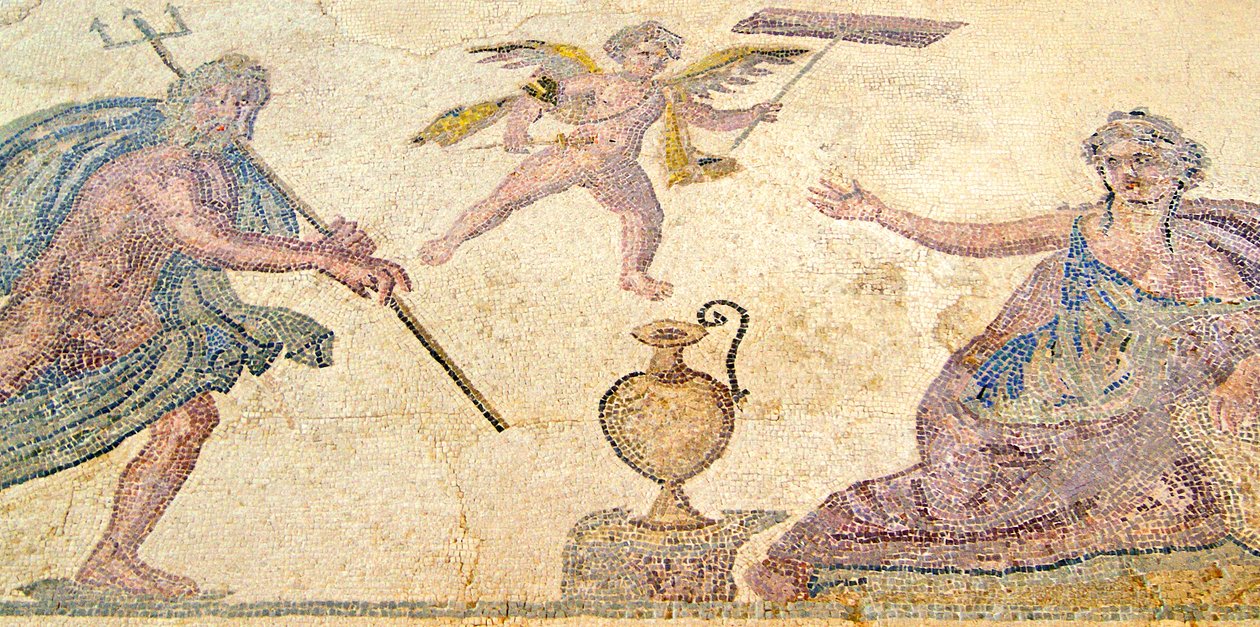 Poséidon et Amymone, Maison de Dionysos, Paphos, Chypre (mosaïque) - Roman