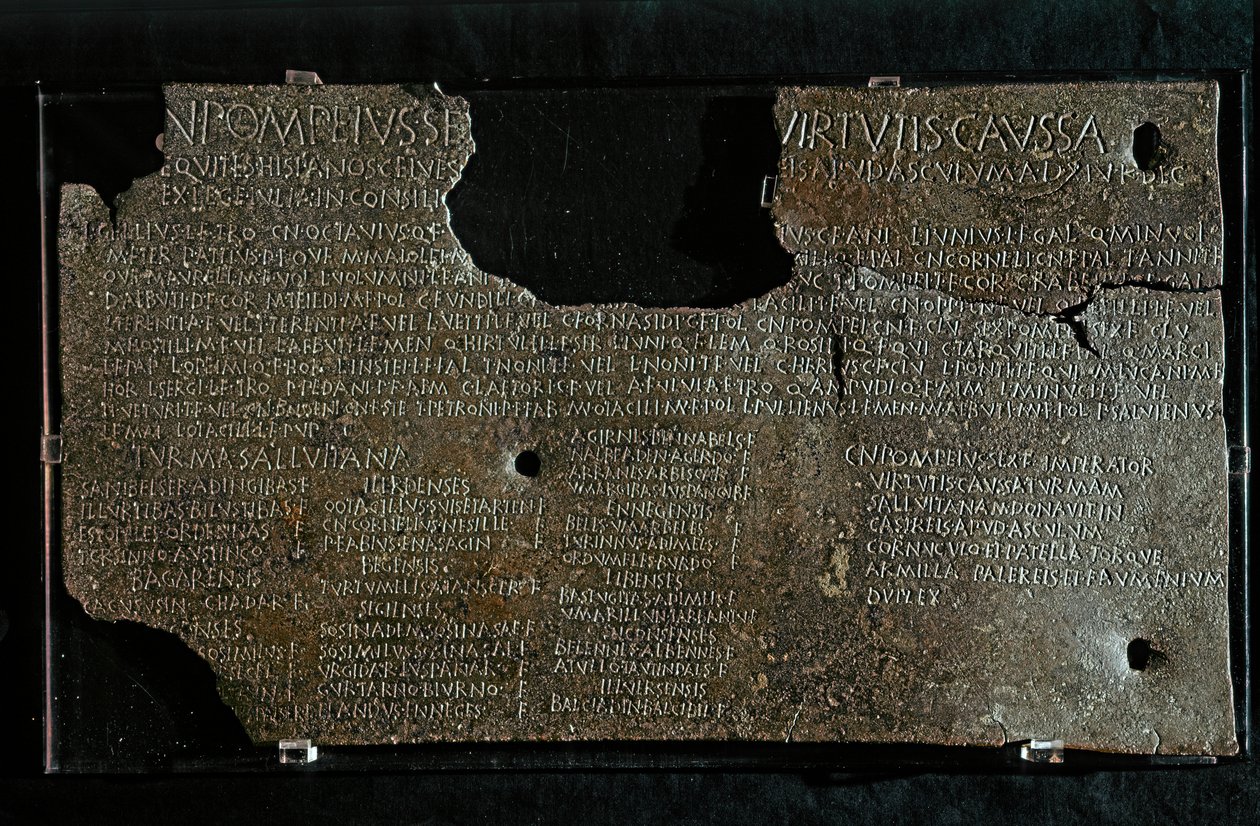 ART ROMAIN : Décret de Pompeius Strabone Gneo, 98-90 av. - Roman