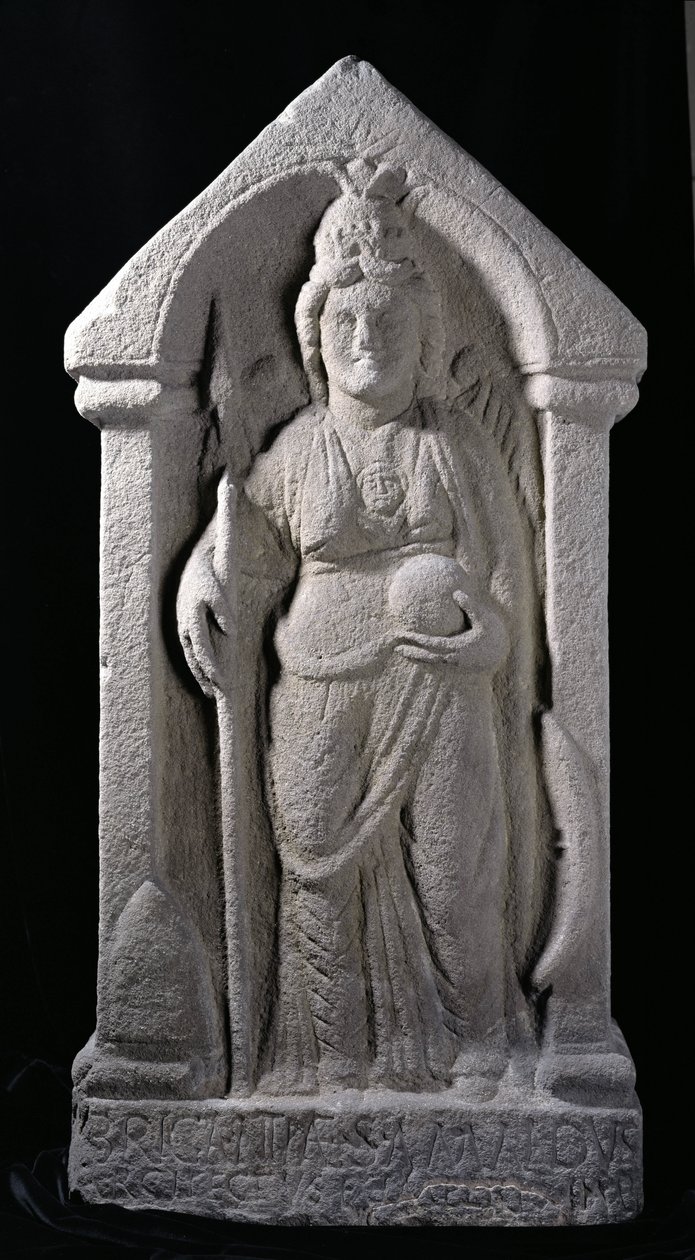 Sculpture en relief représentant Brigantia, une déesse native britannique, comme une déesse romaine, de Birrens, Middlebie, Dumfriesshire - Roman