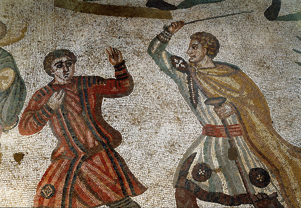 Art romain : détail de la mosaïque La grande chasse - Roman