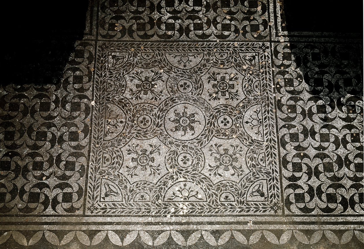 Art romain : détail des mosaïques du sol de la Villa Adriana à Tivoli - Roman