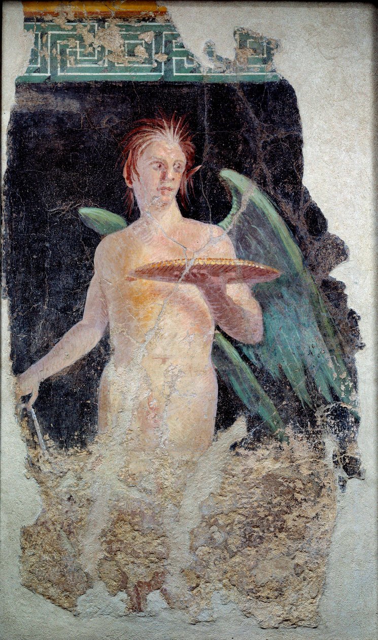 Art romain : fresque du génie ailé de Pompéi - Fin du 1er siècle av. J.-C. - Roman