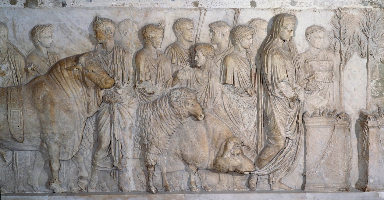 Art antique romain : sacrifice au dieu Mars : 