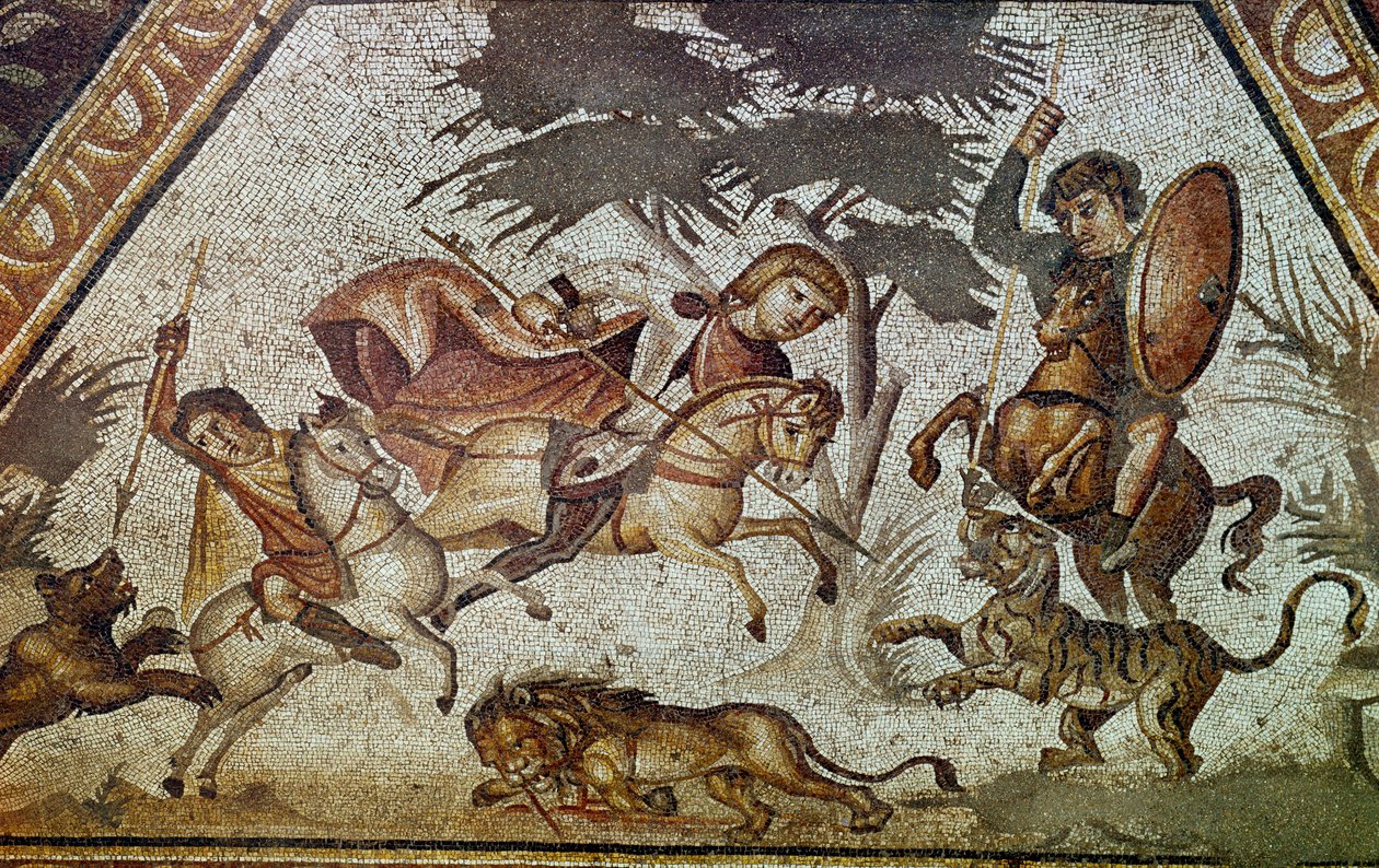 Art romain : mosaïque des saisons de la villa de Constantin « Daphné » (détail) - Roman