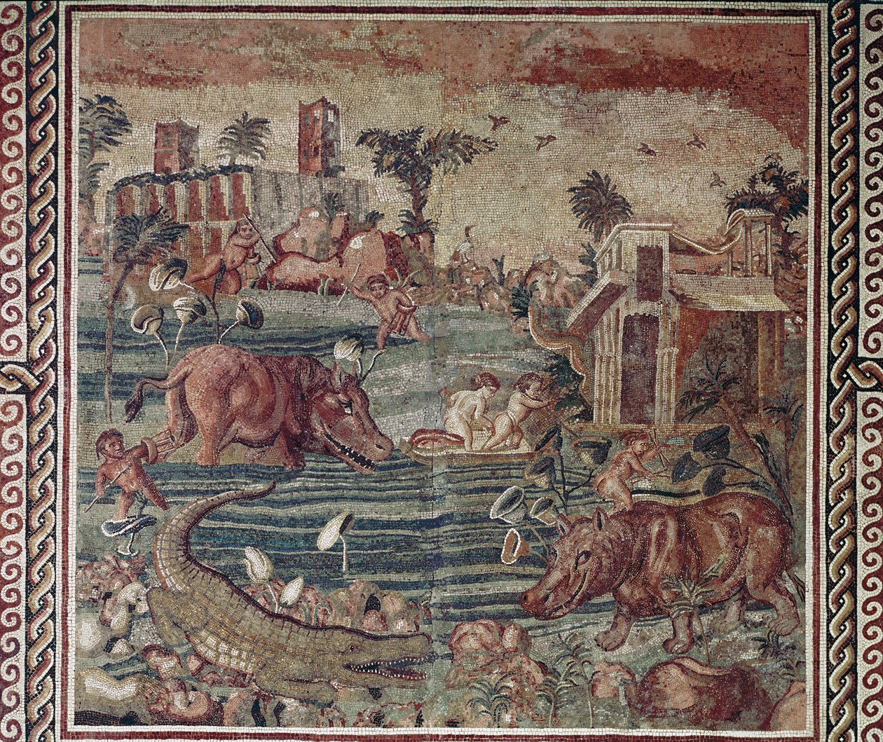 Art romain : mosaïque de paysage du Nil d