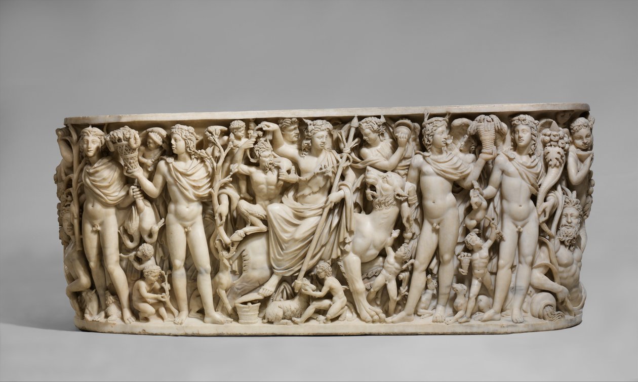 Sarcophage avec le Triomphe de Dionysos et les Saisons, c. 260-20 AD - Roman