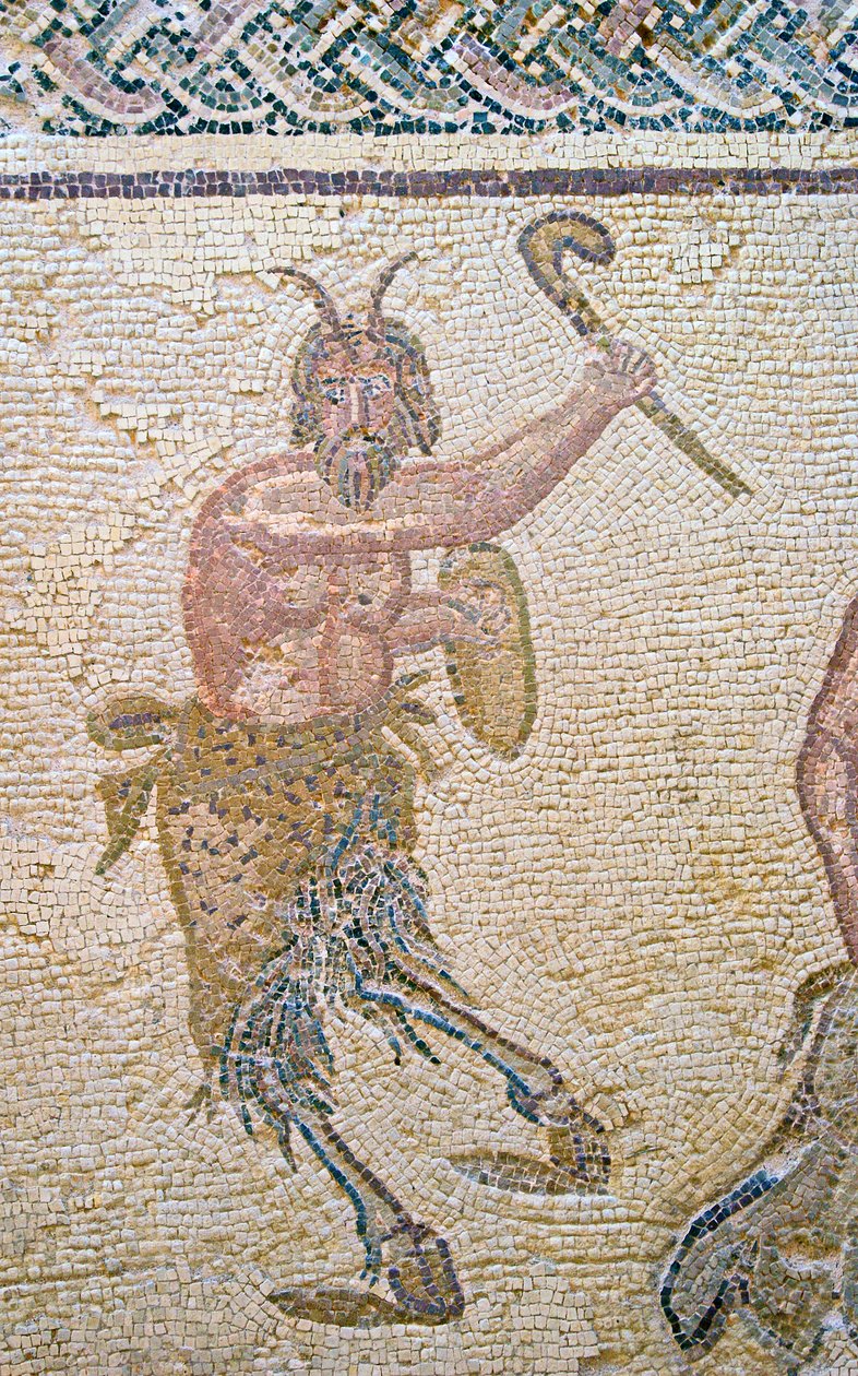 Le triomphe de Dionysos, (détail) de Pan, Maison de Dionysos, Paphos, Chypre mosaïque - Roman
