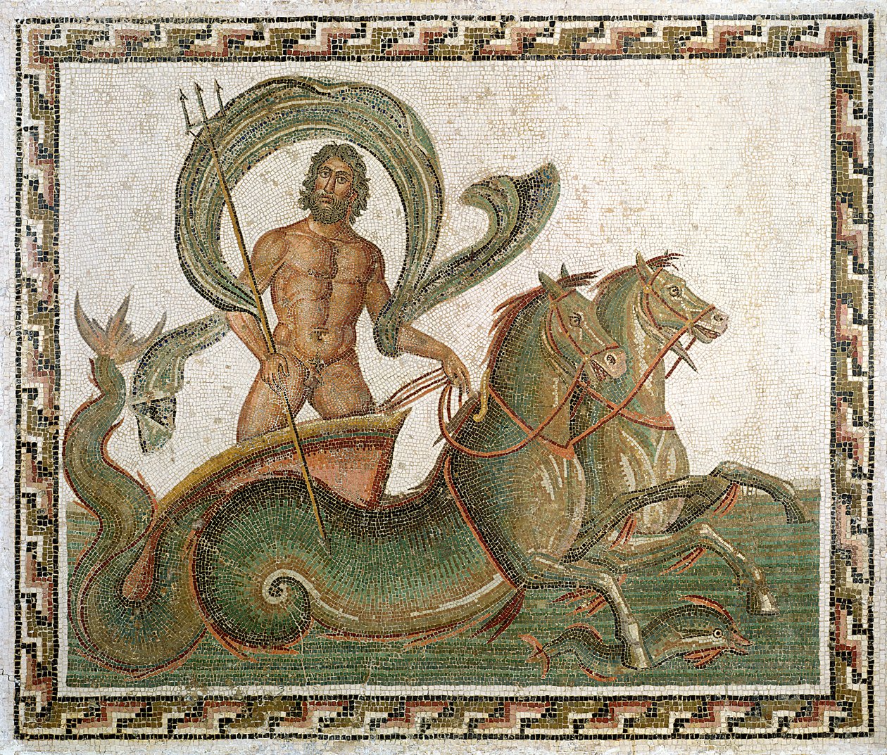 Triomphe de Neptune, pavement de la maison de Wadi Blibane, Sousse (ancienne Hadrumetum) - Roman