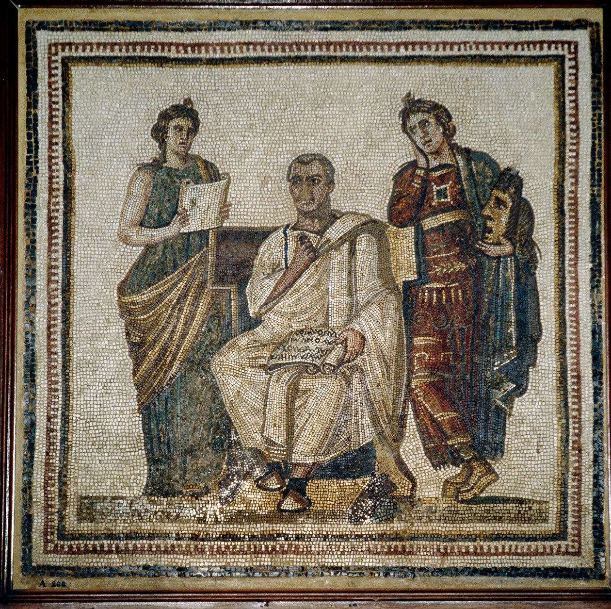 Virgile (Virgilio) et deux muses (Clio et Melpomène) - début 3ème siècle - Roman