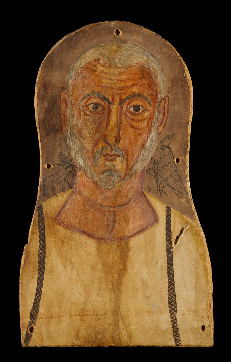 Vieil homme flanqué de dieux égyptiens, vers 250 ap. J.-C. - Roman Period Egyptian