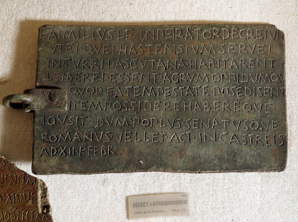 Décret de poste en latin sur plaque de bronze : promulgué le 21 janvier - Roman Roman