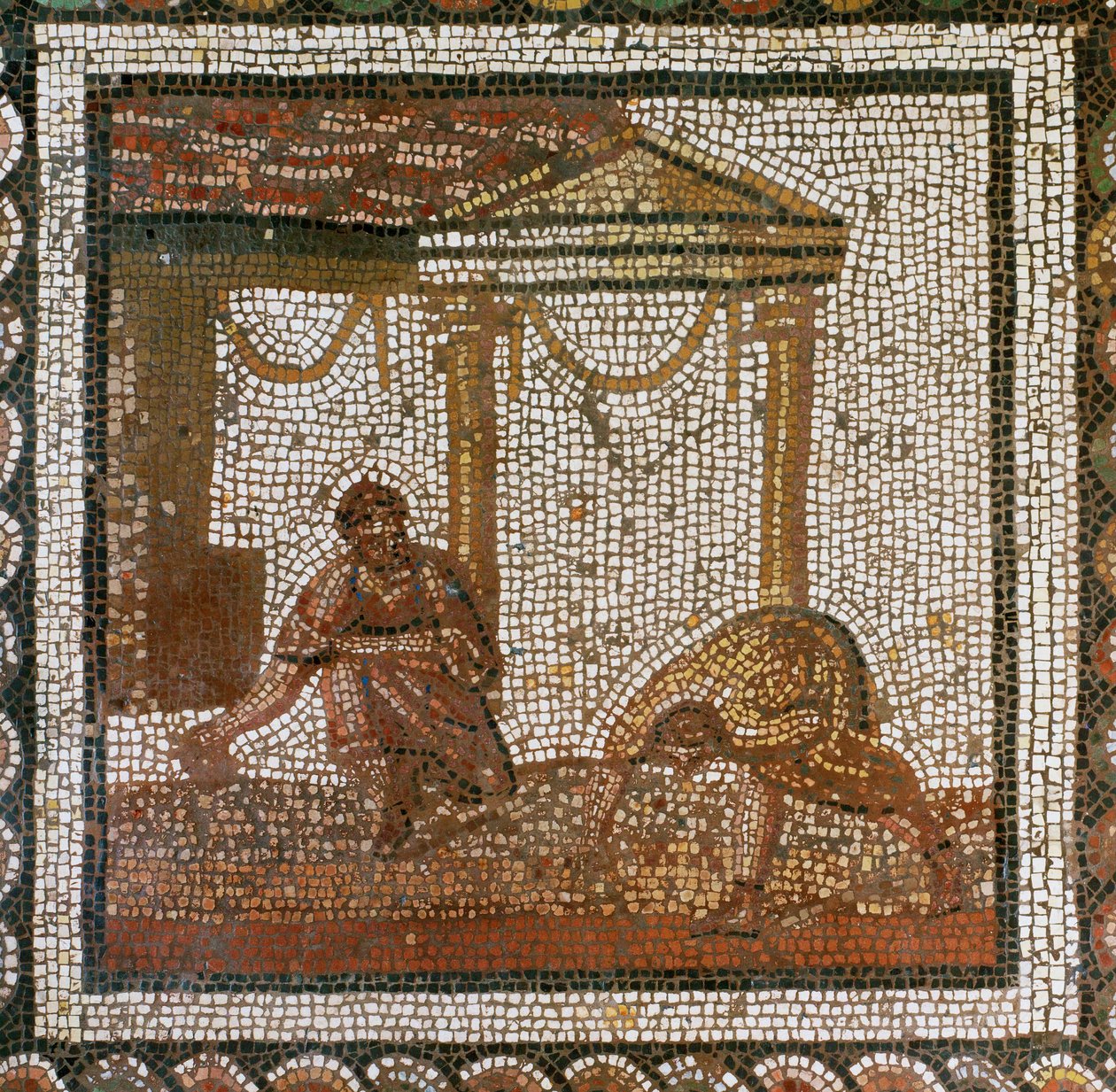 Agriculteurs semant des haricots (mosaïque) - Roman Roman