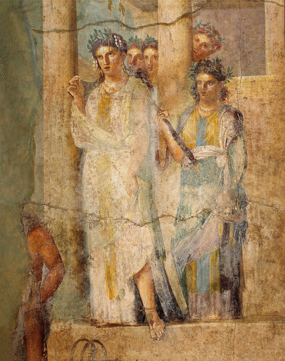Fresque représentant Iphigénie en Tauride, Détail des servantes, de la Maison de L. Caecilius Giocondus à Pompéi, Italie - Roman Roman