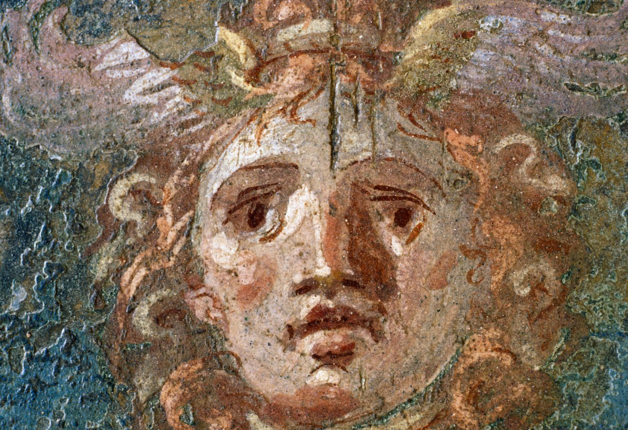 Médaillon avec tête de Gorgone, aile droite dans la Maison des Vettii, Pompéi (Liste du patrimoine mondial de l