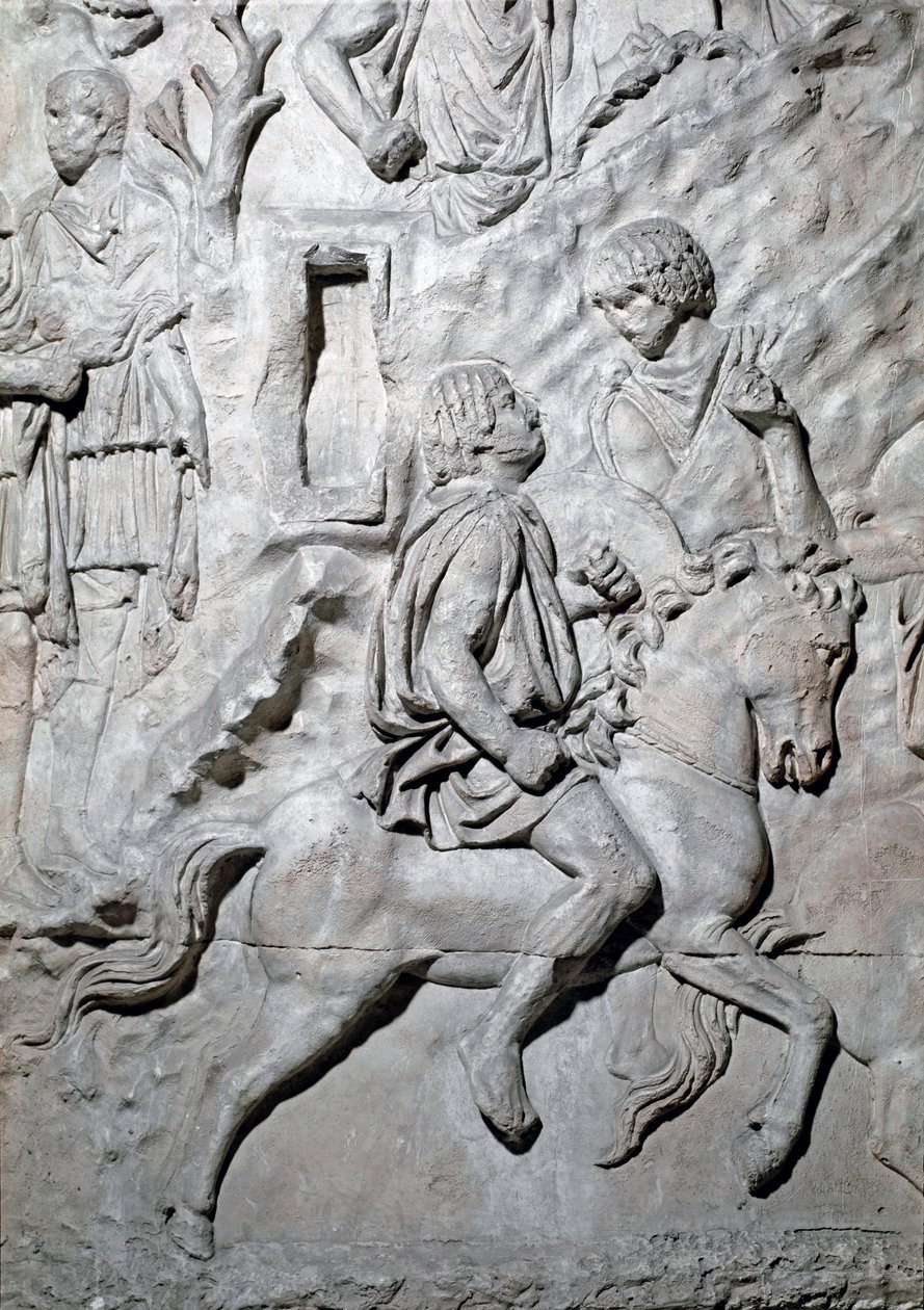 Art romain : un cavalier numide. Moule de 1862 reproduisant les bas-reliefs de la colonne de Trajan à Rome construite sous le règne de l