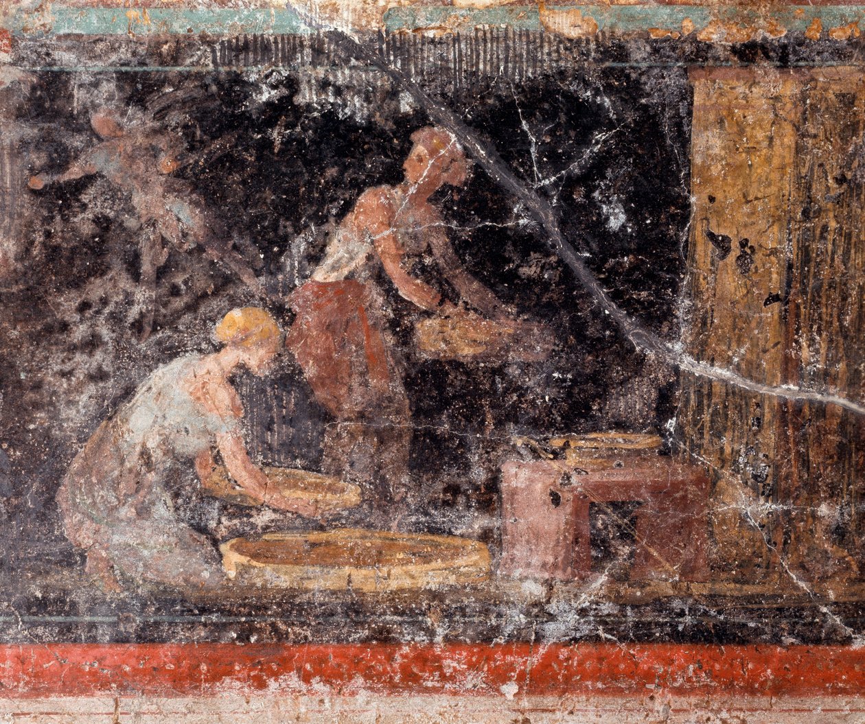 Art romain : femmes faisant des travaux ménagers (frise de la salle C, Villa Farnesina) - Roman Roman