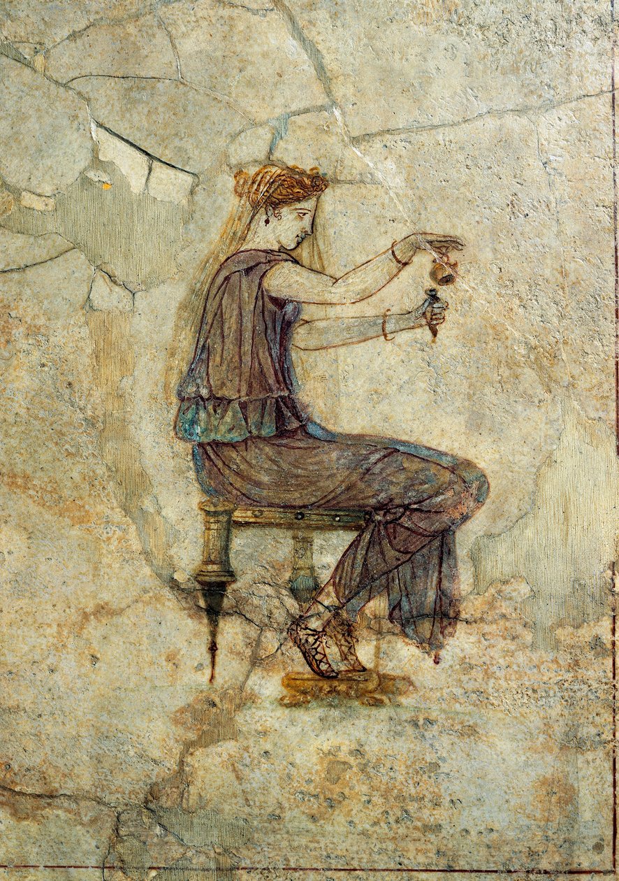 Civilisation romaine, fresque représentant une fille versant du parfum, de Pompéi - Roman Roman