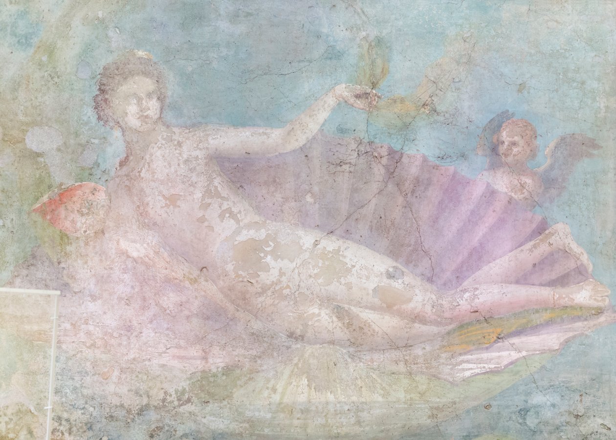 Vénus à la coquille, peinture, 50-75 après J.-C. (fresque) - Roman Roman