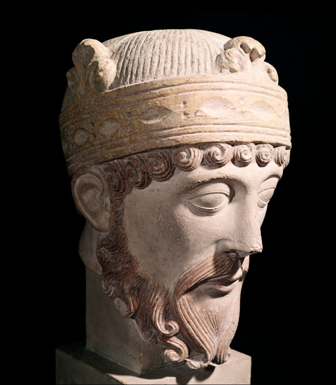 Portrait du roi carolingien de Francie occidentale Lothaire (sculpture en pierre) - Romanesque