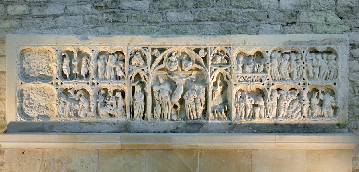 Art roman : retable représentant diverses scènes de l