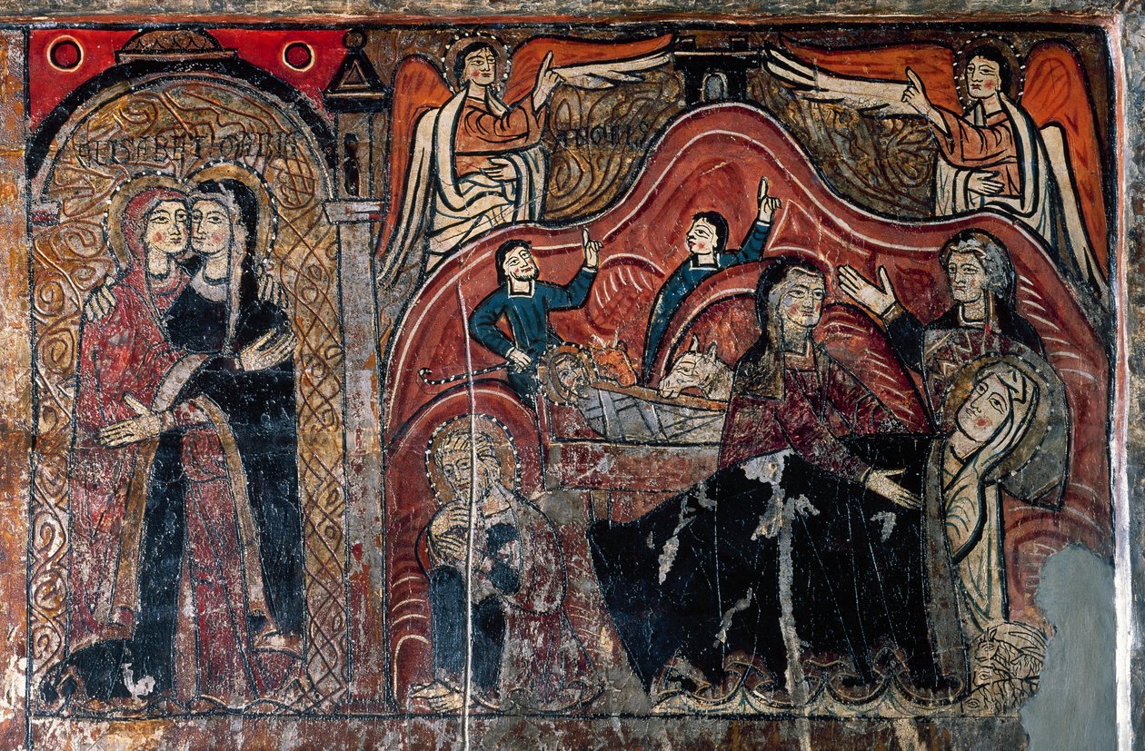 La Visitation et La Nativité avec les sages-femmes Celomi et Salomé (détail) - Romanesque