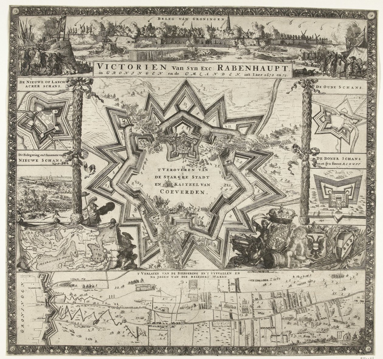 Les victoires de Rabenhaupt à Groningue en 1672-1673 - Romeyn de Hooghe (attributed to)
