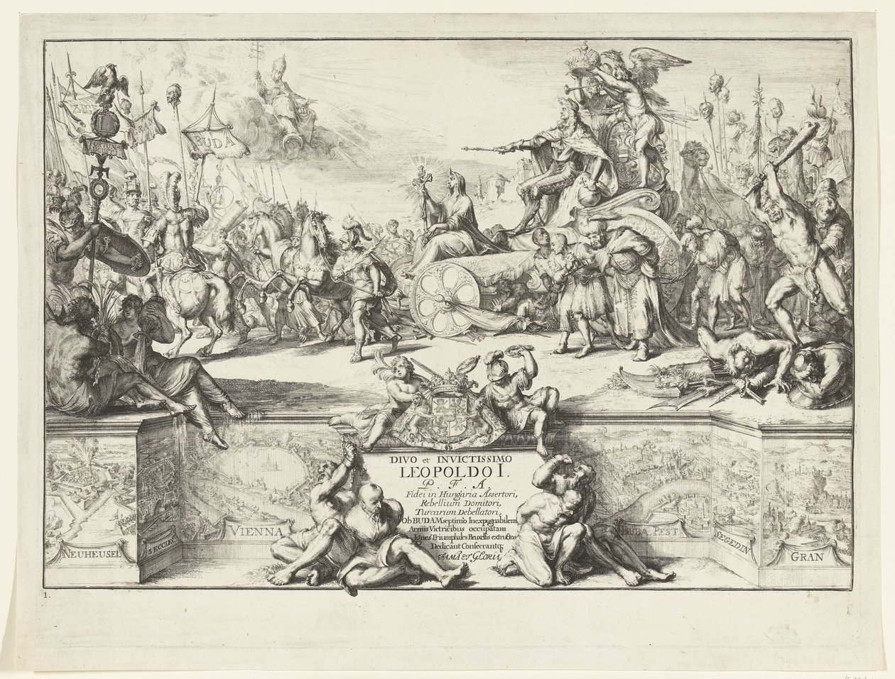 Allégorie des victoires de Léopold I (série: Entrée de Léopold I à Bruxelles après la défaite des Turcs, 1686) - Romeyn de Hooghe