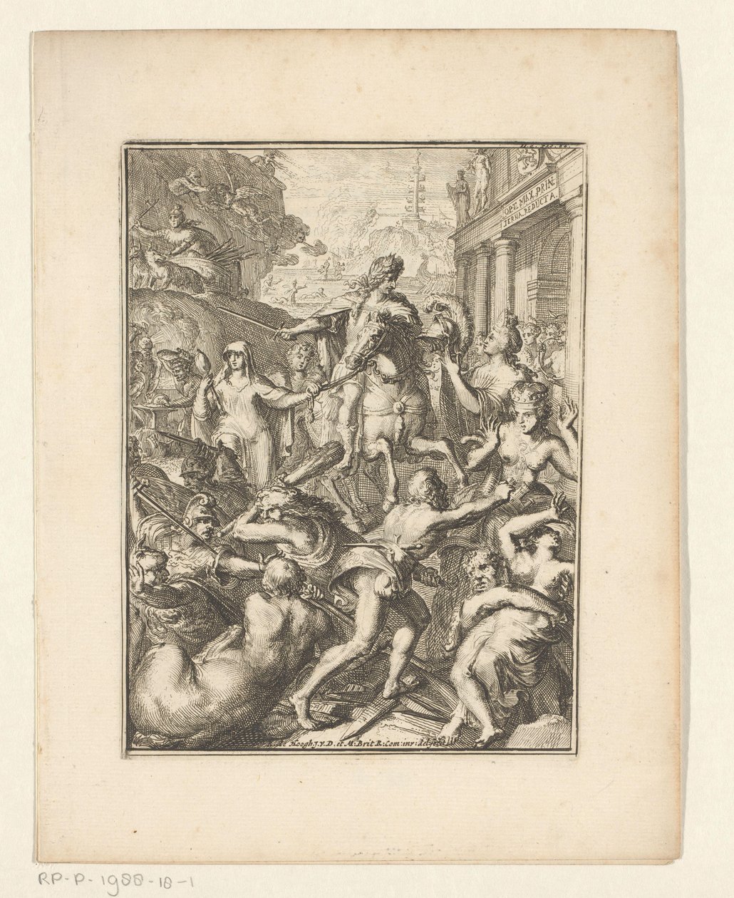 Représentation allégorique de Guillaume III à cheval - Romeyn de Hooghe