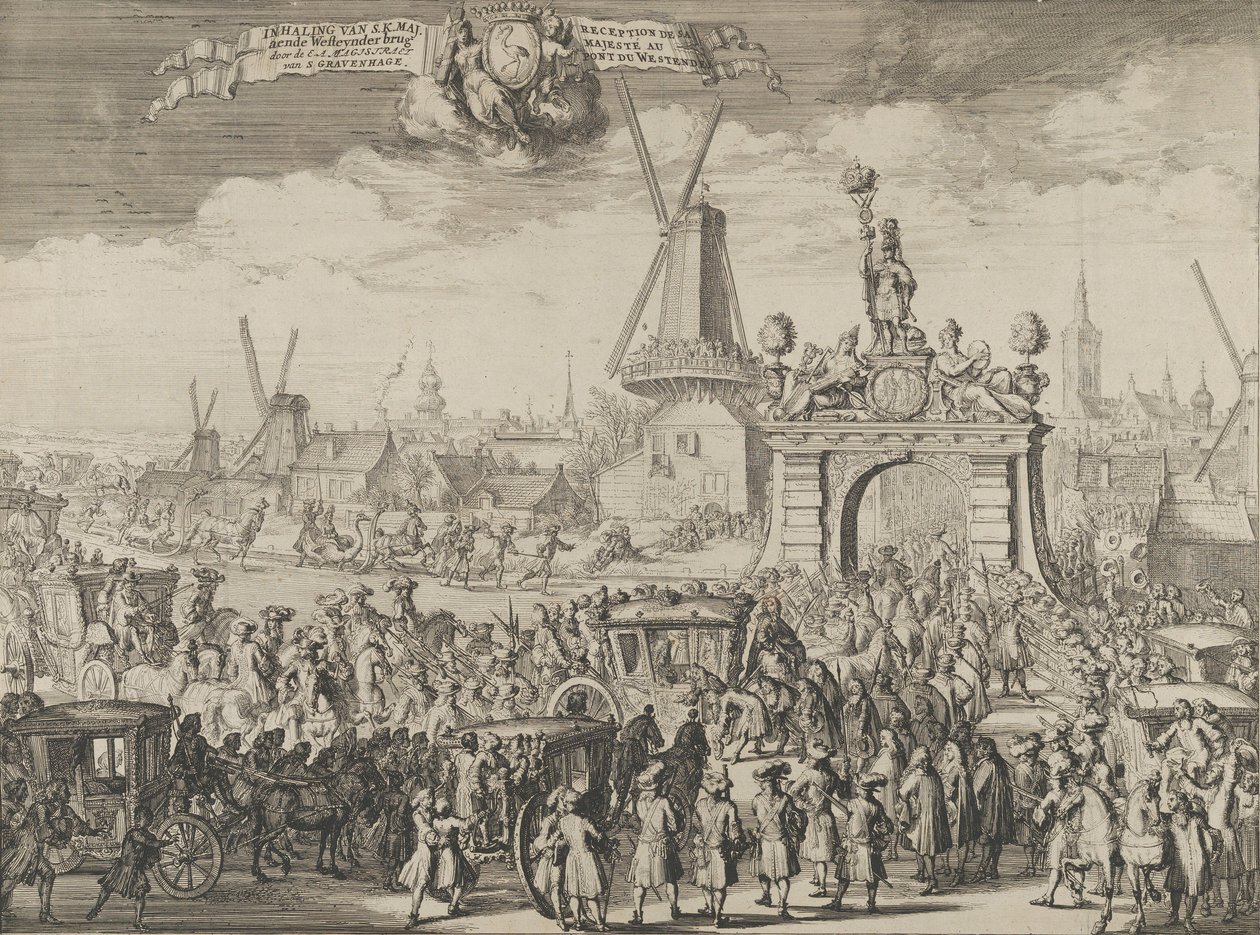 Entrée de Guillaume III à La Haye Inhalant van S.K. Maj. aende Westeynder brug door ..., 1691 - Romeyn de Hooghe