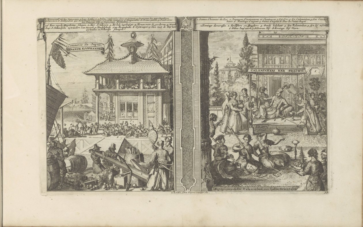 Commerce japonais; Cour du roi des Calaminhans - Romeyn de Hooghe