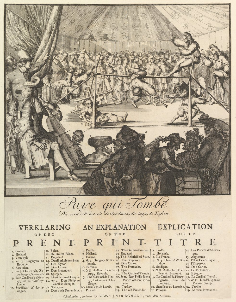Paye qui Tombe : Die eerst valt betaelt de Speelman, die laest, de Kosten La Chute de ... - Romeyn de Hooghe