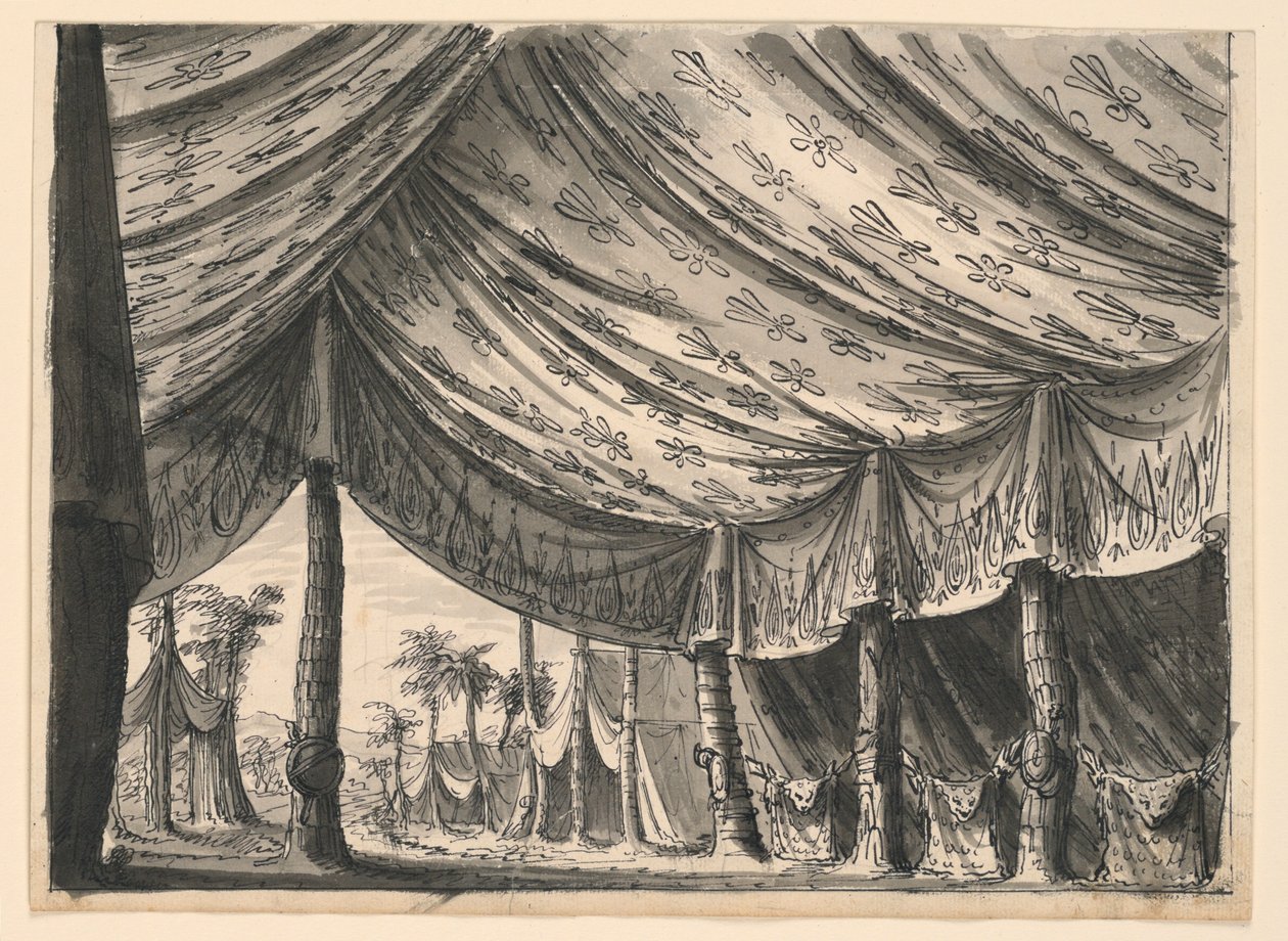 Décor de scène, tente de Gengis Khan, pour le ballet "Gengis Khan" de Luigi Henry - Romolo Achille Liverani