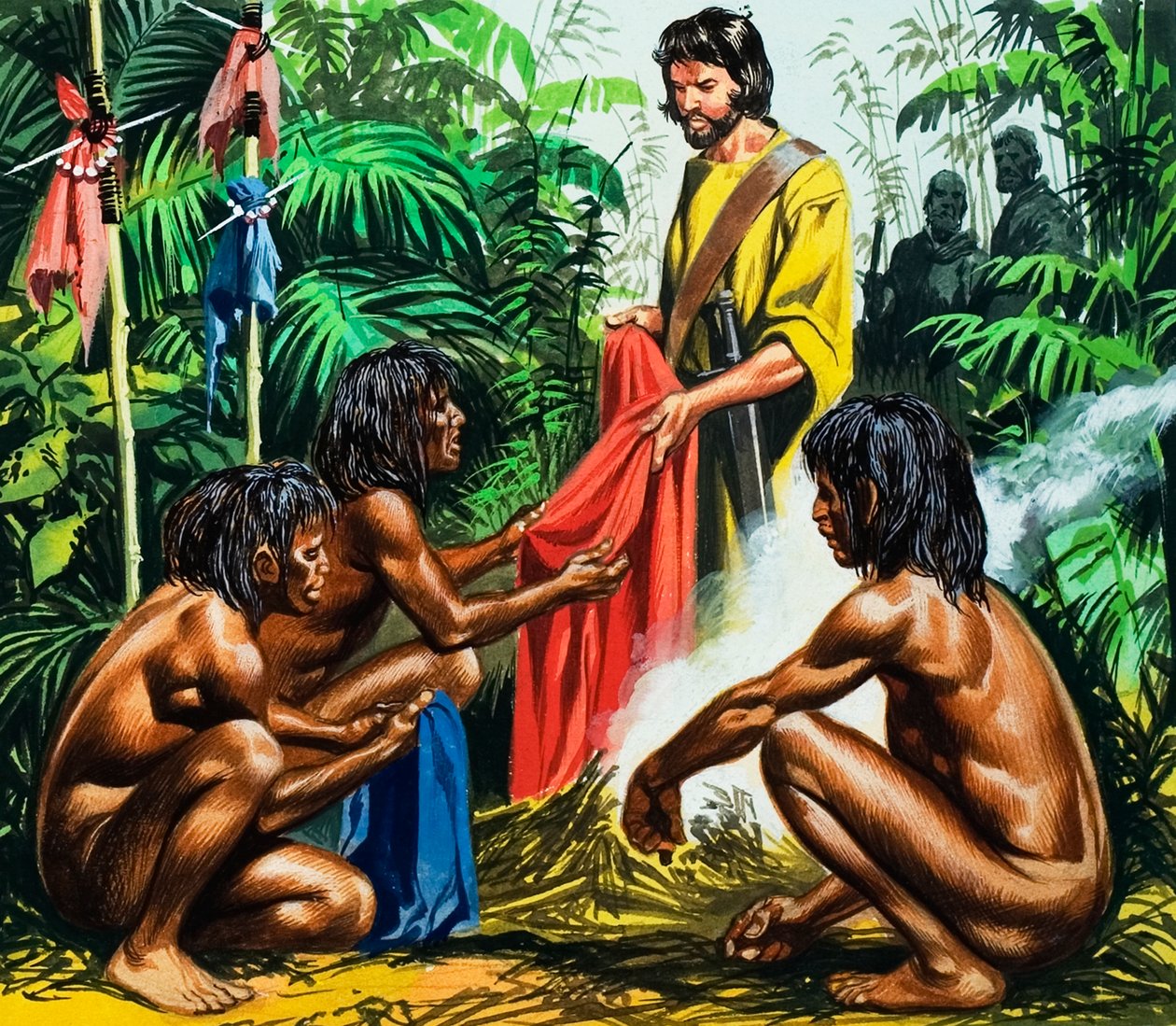 Marco Polo, menace des cannibales, 20e siècle (gouache sur papier)) - Ron Embleton