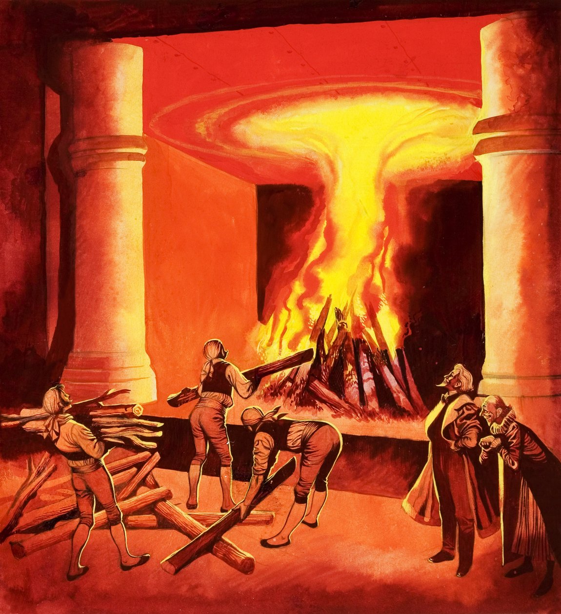 Roaring Fire (gouache sur papier) - Ron Embleton