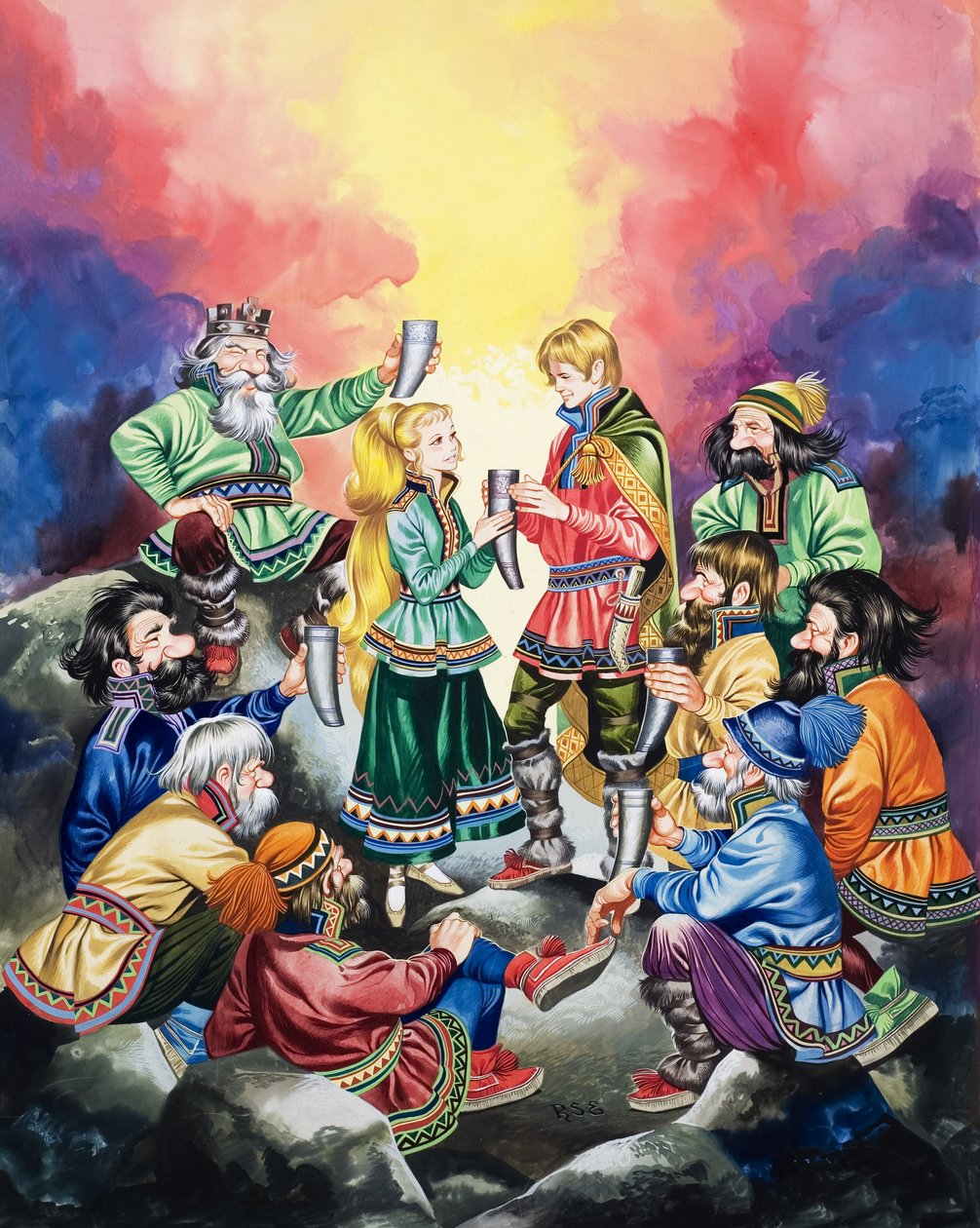 Le secret des trolls (gouache sur papier) - Ron Embleton