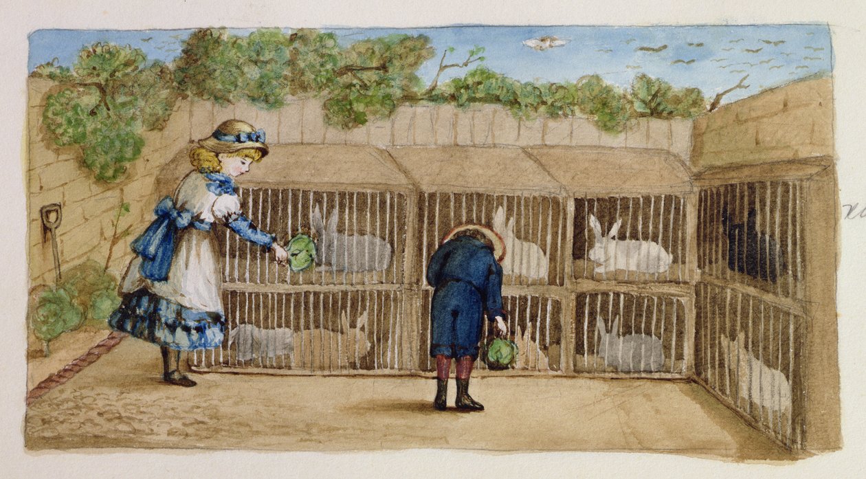 Nourrir les lapins, 1883 - Rosa Clementina Petherick