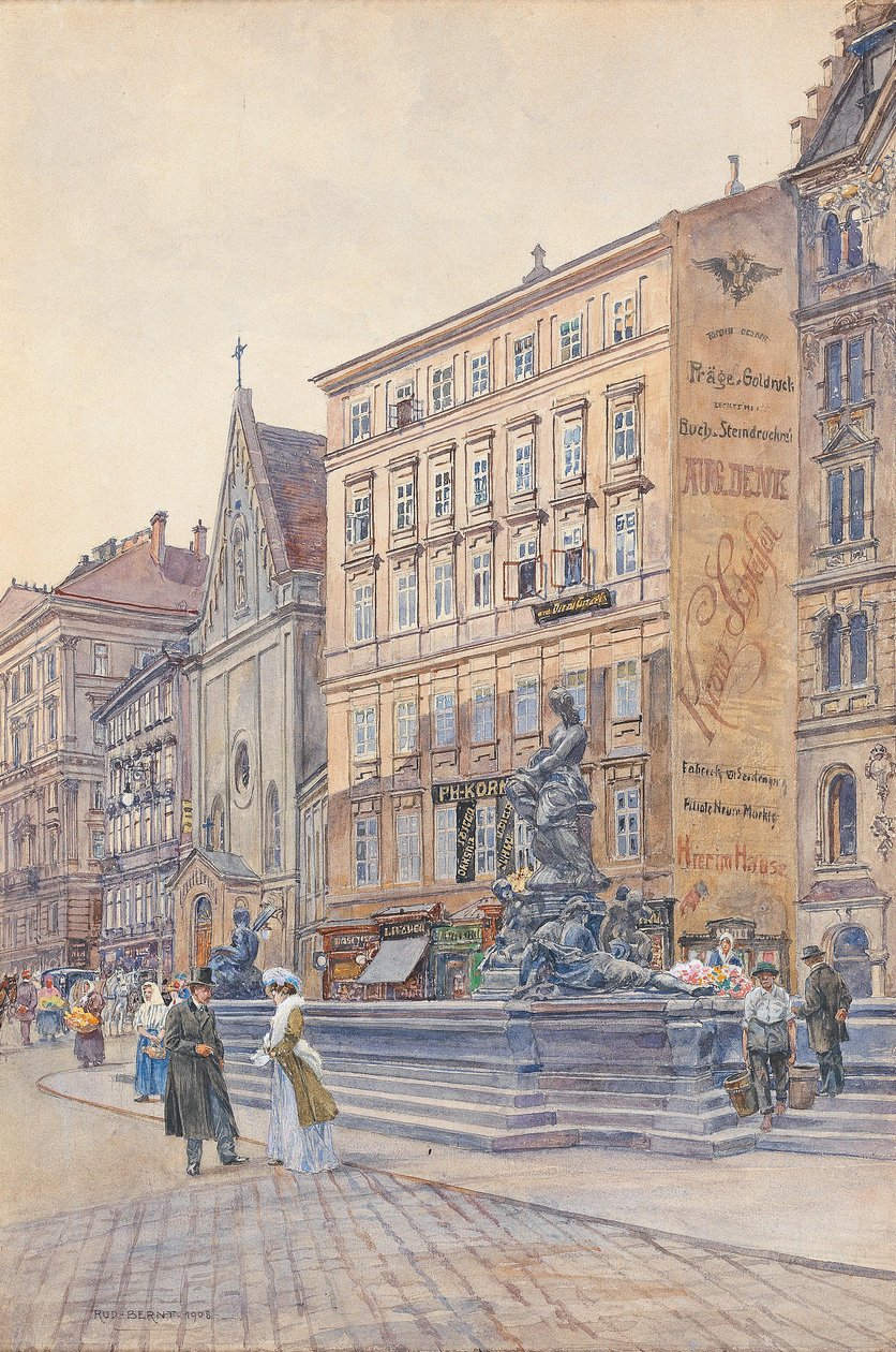 Le Nouveau Marché et la fontaine Donner - Rudolf Bernt