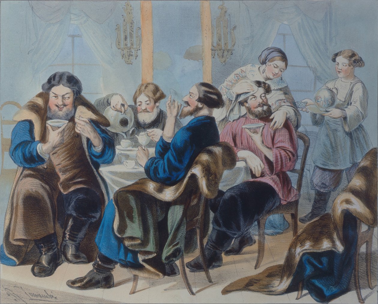 Thé et sucre. Consommation de thé dans une taverne - Rudolf Kasimirovich Zhukovsky