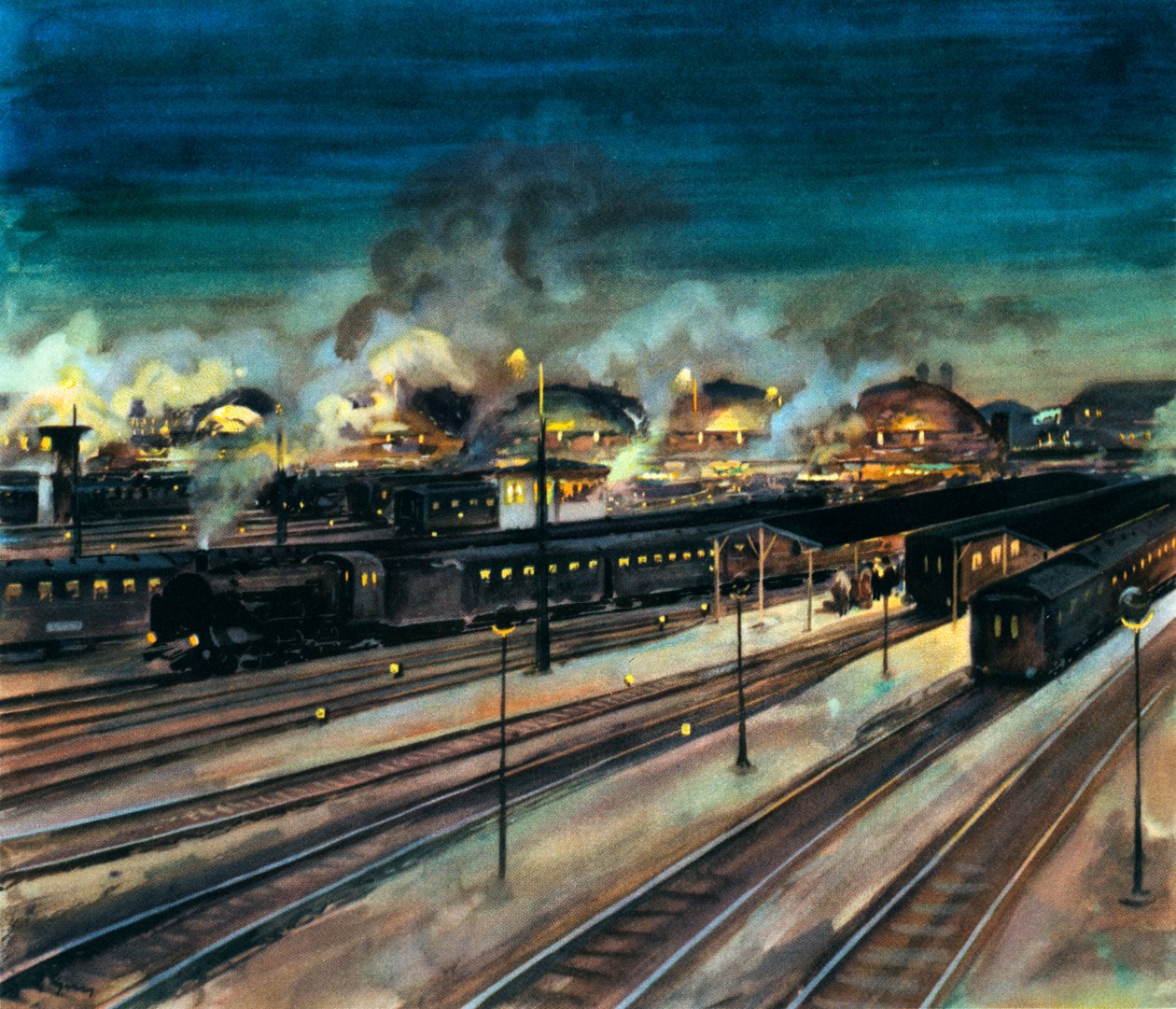 Chemins de fer allemands - Gare centrale de Munich la nuit - Rudolf Lipus