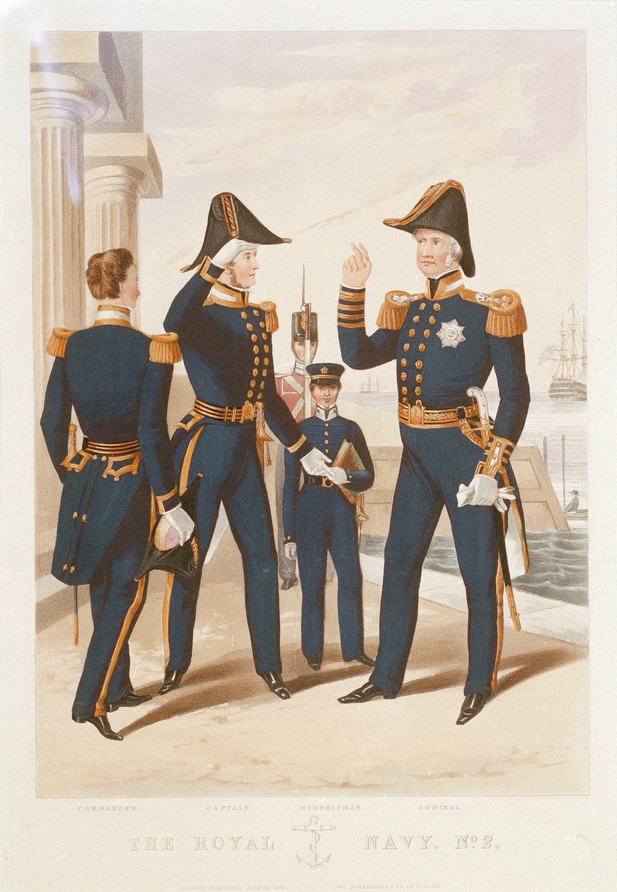 La Royal Navy. N° 2. Commandant. Capitaine. Aspirant. Amiral. - Rudolph Ackermann