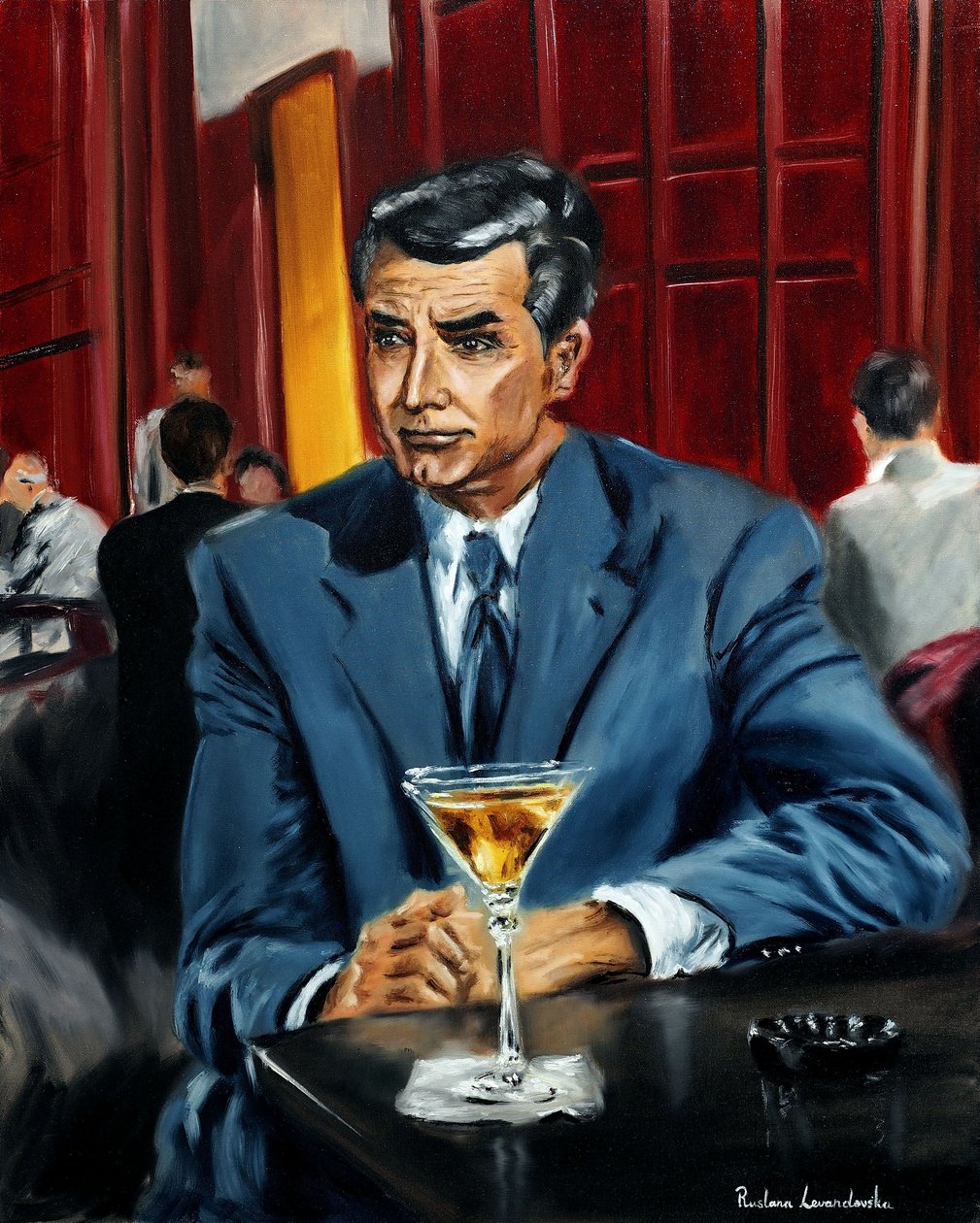 Cary Grant dans North by Northwest, 2023 (huile sur toile) - Ruslana Levandovska