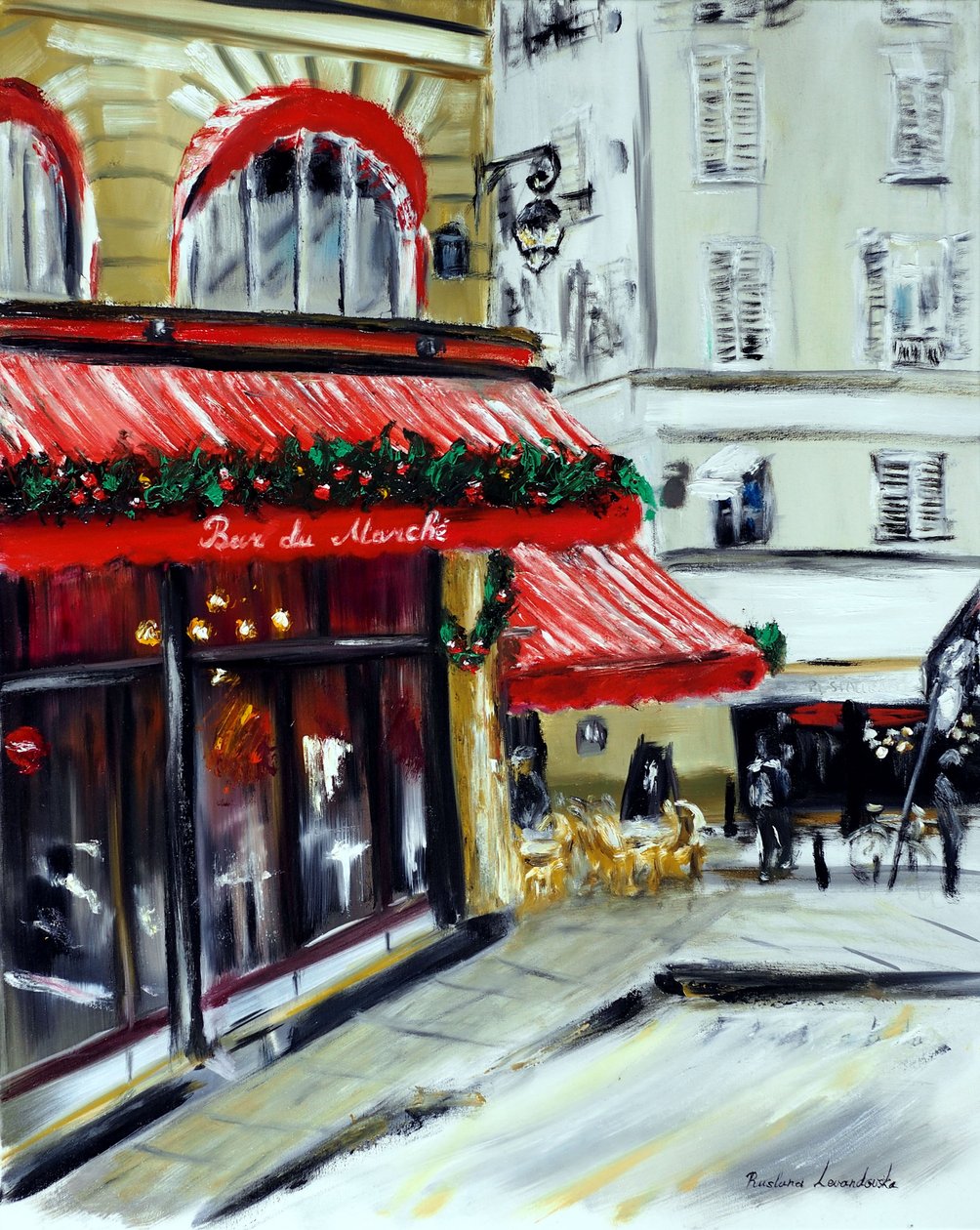 Noël au Bar Marche Paris, 2021 (huile sur toile) - Ruslana Levandovska