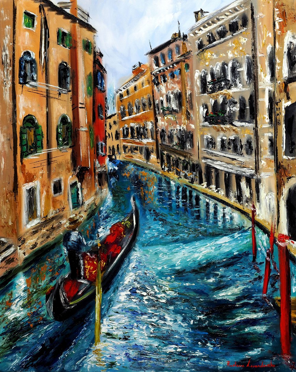 Gondole à Venise Italie II, 2023 (huile sur toile) - Ruslana Levandovska