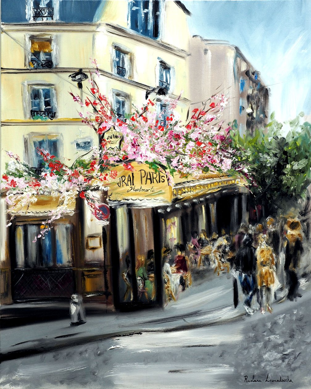 Le Vrai Paris Cafe Montmartre, 2021 (oil on canvas) - Ruslana Levandovska