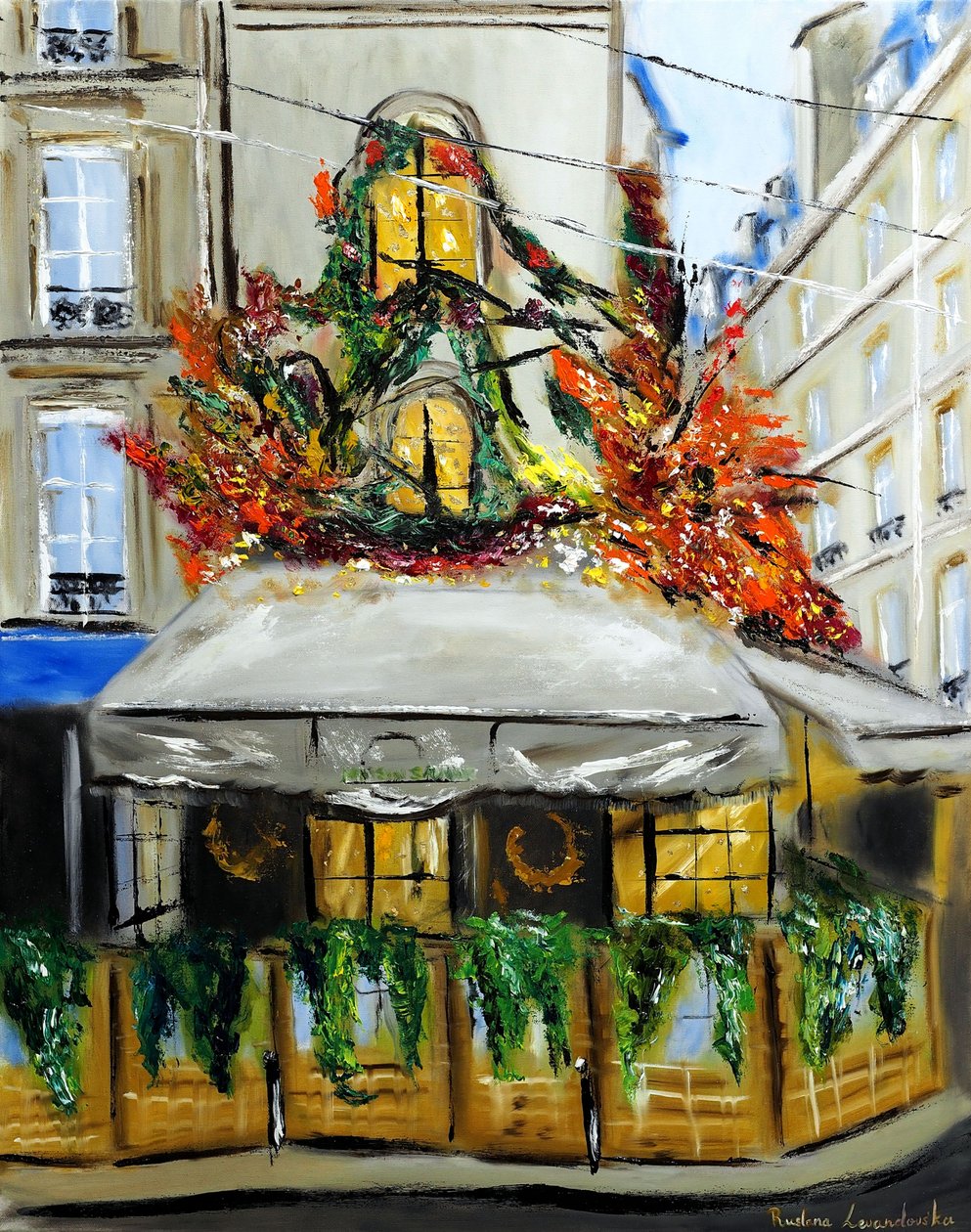 Maison Sauvage Paris - avec ornements dorés, 2023 (huile sur toile) - Ruslana Levandovska
